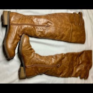Knee high flat cognac boots ✨✨